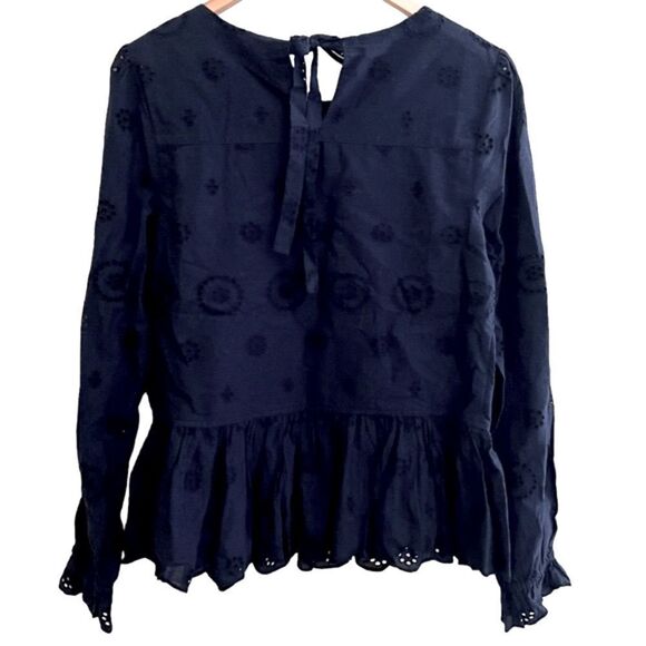 NWT Crown & Ivy Navy cotton
lace top, size S - Picture 2 of 13